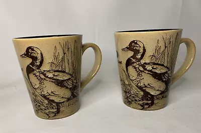 Mossy Oak Stoneware Coffee Mug Set Of 2 Duck Wildlife Brown Black 8 Oz. • $12.88