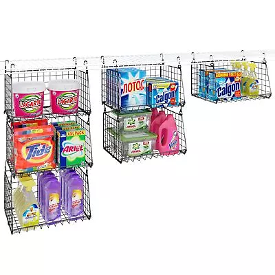 3-Tier Hanging Metal Laundry Basket：Foldable Laundry Room Organizer Wire Shel... • $44.01