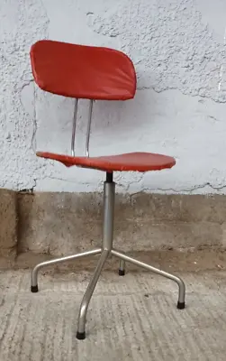 Office Chair Swivel Chair 70er Vintage Executive Chair Red Chrome Architects • $89.35