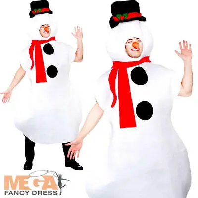 Snowman Mens Ladies Fancy Dress Christmas Party Festive Adults Costume Outfit • £19.99