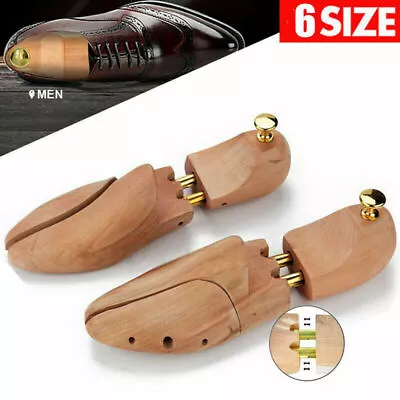 Adjustable Men Women Pair Cedar Wood Shoe Tree Shaper Wooden Stretcher Twin Tube • $25.93