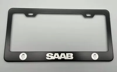 Saab Black License Plate Frame Stainless Steel With Laser Engraved  • $11.95