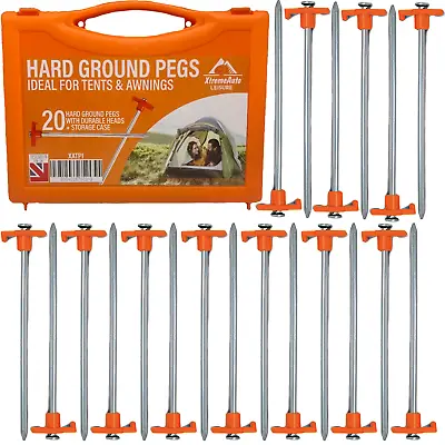 X20 Tent Pegs Heavy Duty Pegs Hard Ground Awning Pegs Case Of 20 Gazebo Awning • £11.99