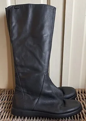 NEW CAMPER Palmera Dry Knee High Boot UK7 EU40 US10 Black Soft Leather Side Zip • £115