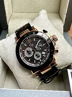 Gc X90006G2S Gents 1 Sport Black And Rose Gold Chronograph Swiss Mens Watch £625 • $493.25