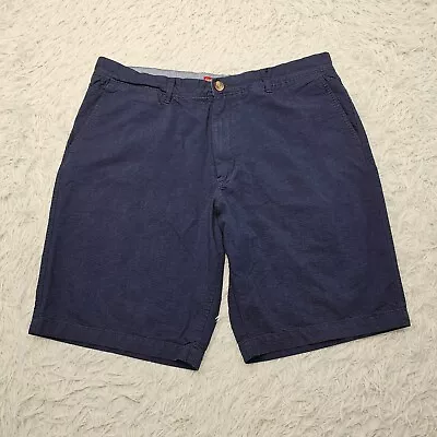 Mens Merona Navy Blue Flat Front 100% Cotton Bermuda Shorts Size 36 • $10.20