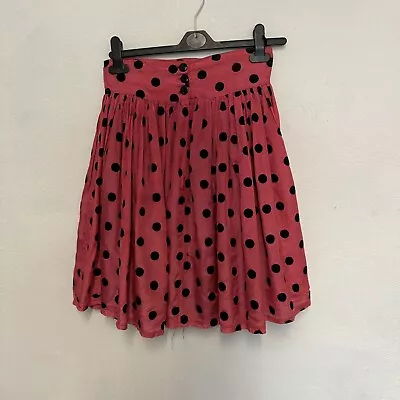 Vintage 80s Pink Black Polkadot Tutu Rara Mini Skirt By Glad Rags Miss Selfridge • £15