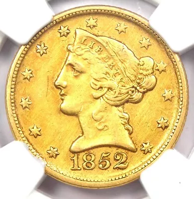 1852-D Liberty Gold Half Eagle $5 - NGC AU Details - Rare Dahlonega Gold Coin! • $4241.75