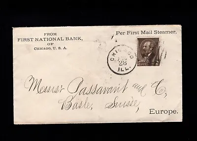 Transatlantic Per First Mail Steamer 1st National Bank Chicago To Swiss Cover 9b • $34.50