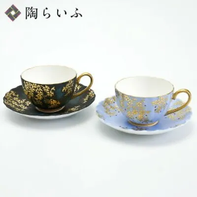 Kutani Yaki Porcelain Coffee Tea Cup & Saucer Set Shirochibu Mori Sakura Japan • $4988.06