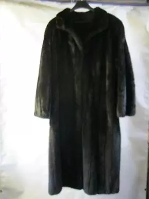 SAGA Real Mink Fur Long Sable Brown Coat Size 16 • £455.28