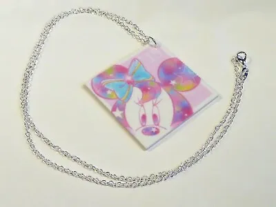 NECKLACE OF MINNIE MOUSE - LASER CUT ACRYLIC  - SILVER CHAIN 56CMS.....sm1272 • £7.95