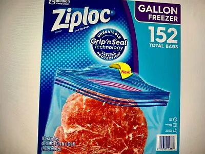 Ziploc Easy Open Tabs Storage Gallon Freezer Double Zipper Bags  (152 Ct) Deal! • £23.74