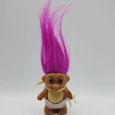 Vintage Russ Baby Mini Troll Doll Fuchsia Pink Hair Yellow Bib Diaper 2  • $10