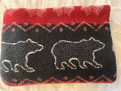 WOOLRICH Blanket Throw HOME Pennland Red Black Bear Faux Fur Fleece Cabin 50x70 • $35