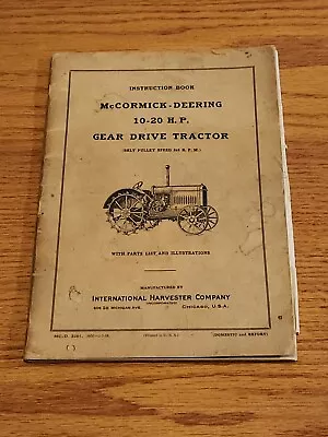 Original McCormick Deering Tractor Model 10-20 Instruction Book Manual  • $39.99