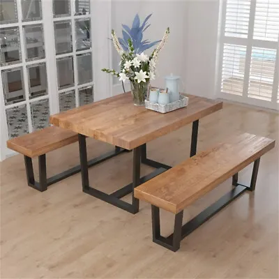 52 /72  Modern Kitchen Solid Wood Dining Table 60  Sturdy Bench For 4-8 Person • $237.49