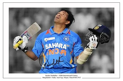 Sachin Tendulkar 100th Century India Cricket Signed Autograph Photo Print • £6.90