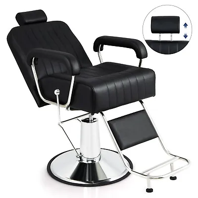 Hydraulic Barber Chair Salon Chair Height Adjustable 360° Swivel Reclining Back • £279.95