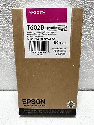 Epson T602B Ultra Chrome Ink Magenta 110ml Stylus Pro 7800/9800 Date: Oct 2012 • $59.95