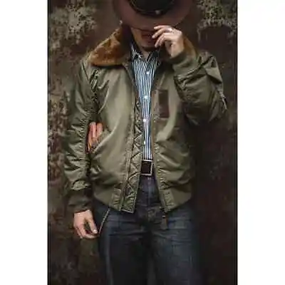 B15 Bomber Jacket Men Winter Amekaji Flight Jacket Suit Collar Padded Warm Coat • $135