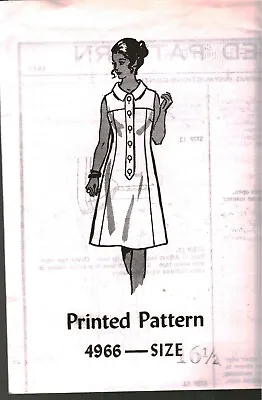 4966 Vintage Mail Order Sewing Pattern 1960s Misses Dress Shopping Career Church • $5.59