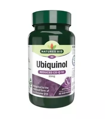 NATURE'S AID UBIQUINOL 50MG (REDUCED CO-ENZYME Q10) SOFTGELS 30 Bbd 03/23 • £7.95