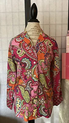 Vera Bradley Bright Colorful Slubby Cotton Pajama Top Wom S Logoed VB Buttons • $22.50