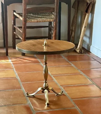 Vintage Mid Century Italian Walnut & Brass Gueridon Side Table • $218