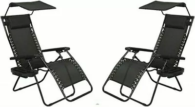 2 X Reclining Sun Lounger Outdoor Garden Patio Gravity Chair Adjustable Folding • £74.99