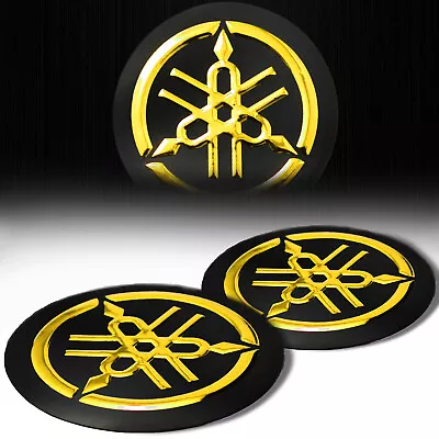 2x 2  3D Logo Emblem Decal Fairing/Gas Tank Sticker For Yamaha Black+Chrome Gold • $11.99