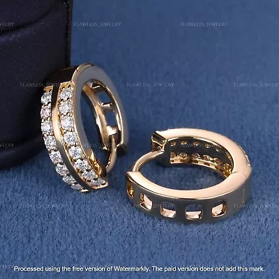 3.00Ct Round Cut Created Diamond Huggie Hoop Earrings 14K Rose Gold Finish • $102.49