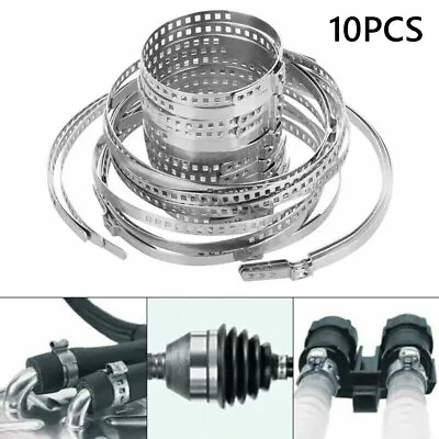 10pcs Adjustable CV Boot Joint Clamp Stainless Steel 2 Size Universal BiixQ • $13.39