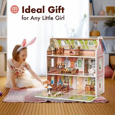 ROBUD 3in1 Retro Wood 1:6 Dollhouse Furniture Accessories Vintage Girl Xmas Gift • £85.99