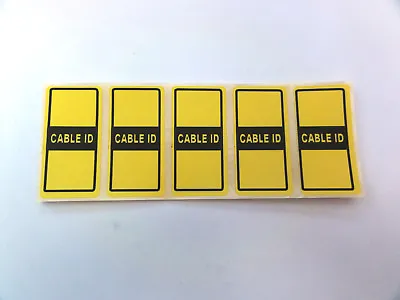 50 Cable Id Tidy Labels Self Adhesive Sticky Identification Stickers Tags YELLOW • £2.99