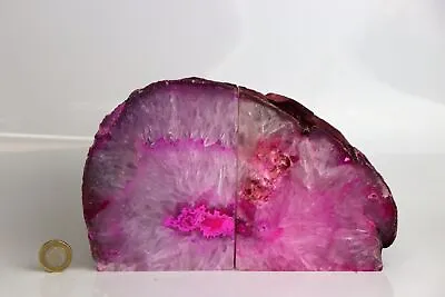 £59.95 • Buy AB33) Pink Agate Quartz Crystal Bookends House Office Gift Home Decor 3.36 KG
