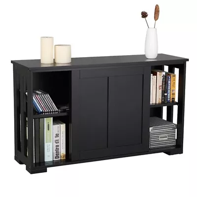 Kitchen Storage Cabinet Buffet Server Table Sideboard Dining Room Wood Black    • $102.98