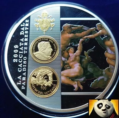 2013 Large 70mm Vatican Proof Medal Silver Plated 2009 €100 Tribute & P. Stones  • $49.67