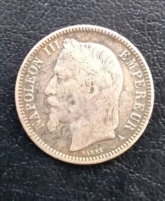 1868 France Napoleon III Silver 1 Franc Coin • £9.75