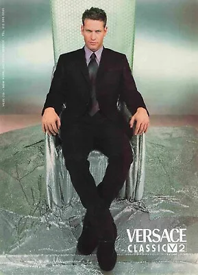 Versace Classic V2 Black Suit Man Ad 1990S Vtg Print Ad 8X11 Wall Poster Art • $7.49