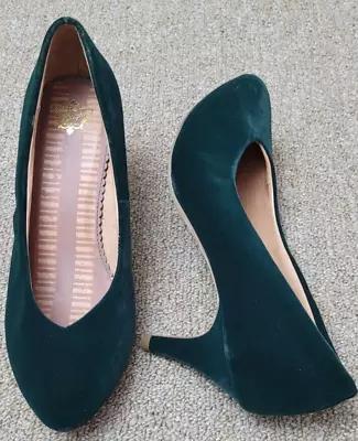 Miss Albright Green Suede Leather Heeled Pumps Shoes Size 7 B/M Great Con. READ • $29.66