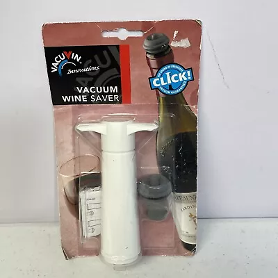 Vacu Vin Vacuum Wine Saver Pump With Wine Stopper - White - NEW • $15