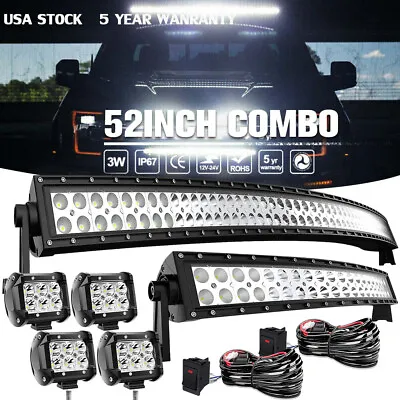 52''+22'' Curved Combo LED Light Bar+ 4'' Work Pods  For Toyota Pickup 4X4 Lamps • $133.99