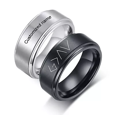 Personalized Customized Nmae Men Wedding Ring Brushed Tungsten Promise Band Gift • £9.58