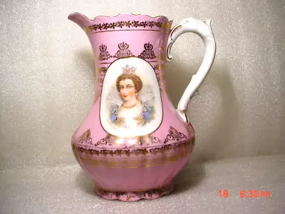 Antique Cameo Portrait Pitcher Maria De Medici Imperial HS Austria Bone China • $45