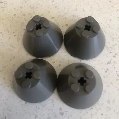 LEGO 2x Cone 4x4x2 Axle Hole Axle Dark Grey/Dark Bluish Gray 3943b Used • $18.95