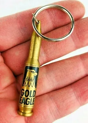 Gold Eagle Solid Brass Bullet Shaped Keychain Company Promo Rocket Missile  *R58 • $13.05