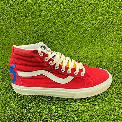 Vans Old Skool SK8 Hi Mens Size 9.5 Red White Athletic Shoes Sneakers 721277 • $39.99