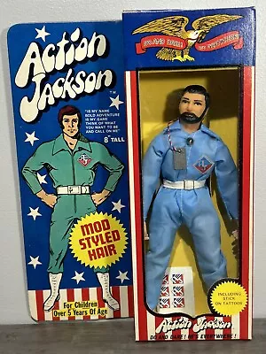 Vintage 1971 MEGO ACTION JACKSON Mod Styled Hair Light Blue Outfit Mint Box • $150