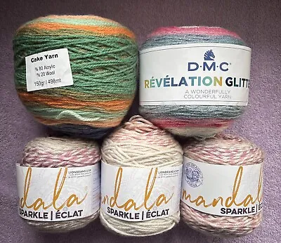 Lion Brand Mandala Yarn DMC  Gradient Multicoloured Yarn Cakes 540g JOBLOT • £22
